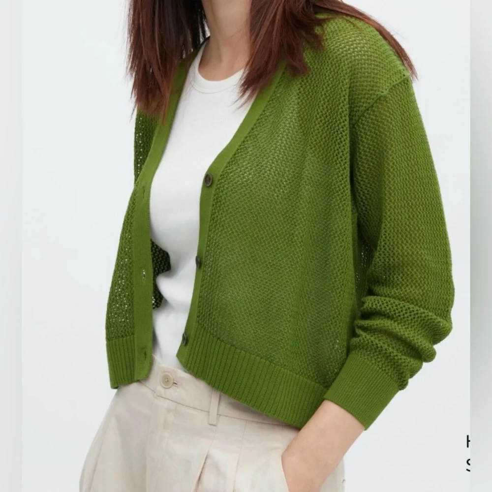 UNIQLO Mesh Long-Sleeve Short Cardigan Size Large
